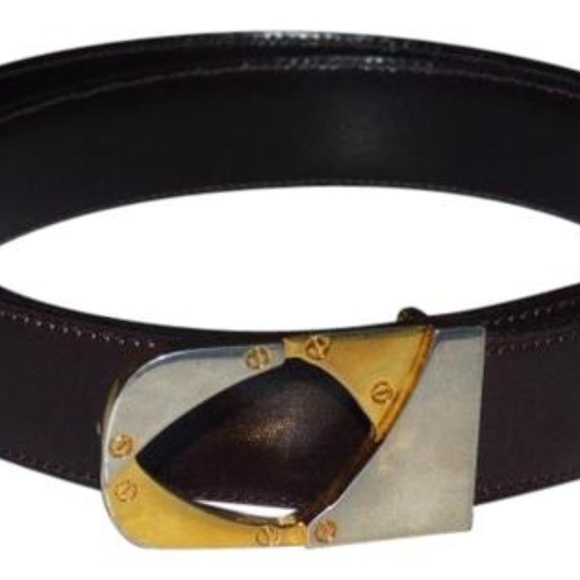 Gucci Brown Two Tone Buckle Vintage Belt - Picture 1 of 8